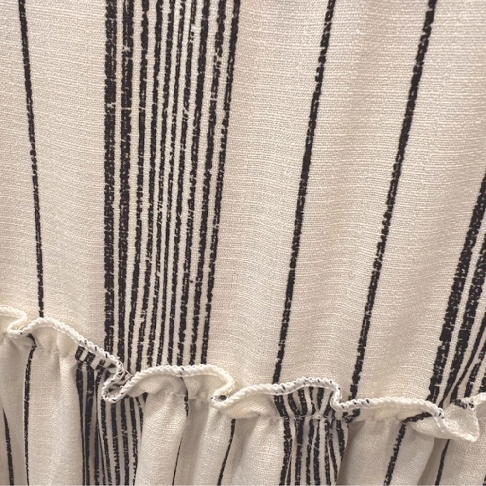 ODDY Beige with Black Stripes Peasant Style Top - Picture 6 of 7